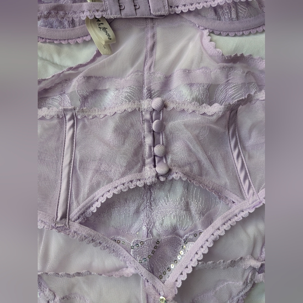 For Love And Lemons Elegant Lace Lingerie Set in Lavender - Picture 7 of 8